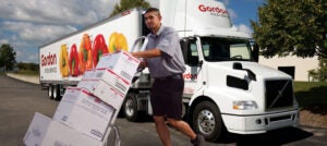 driver unloading truck food