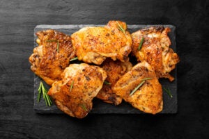 Lemon Pepper Pan-Fried Chicken Thighs from Trade East