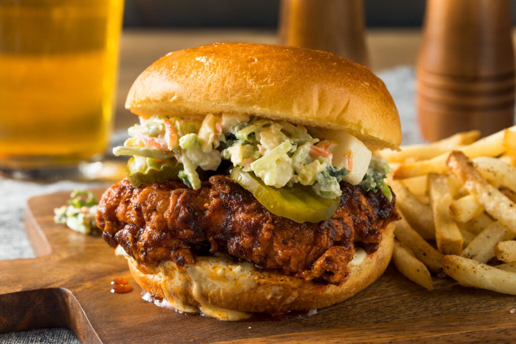 Hot-Honey Crisp Chicken Sandwich With Asian Slaw